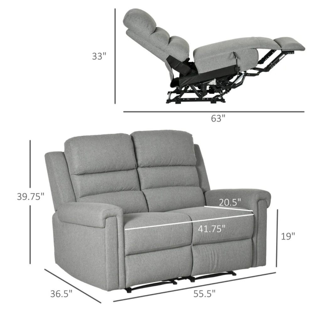 English Elm Home Seating Manual Recliner Loveseat with Tufted Linen Fabric for Contemporary Rooms T3971S00167