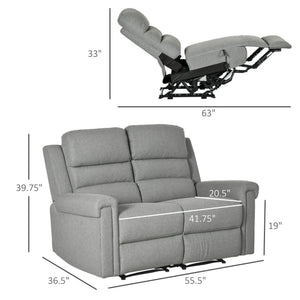 English Elm Home Seating Manual Recliner Loveseat with Tufted Linen Fabric for Contemporary Rooms T3971S00167