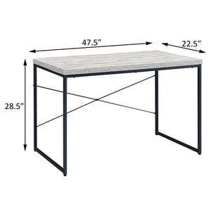 English Elm Antique White And Black Writing Desk: Modern Industrial Charm With Sleek Faux Concrete Finish B062P184539