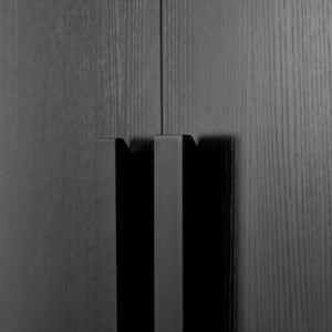 English Elm 70" Tall Pantry Cabinet Rubberwood Legs Three Drawers Six Door Shelves Kitchen Storage Black N762P326960B