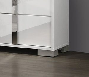 English Elm Contemporary Chic Chest with Gold Accents, Acrylic Trim, Metal Bracket Legs and Dust‑Proof Drawers White 34 L x 21 W x 52 H B2741P372196