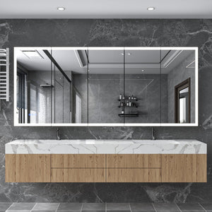 English Elm Led Lighted Medicine Cabinet With Mirror - 84"X36" Anti-Fog, Adjustable Shelves & Dimmable Lighting W3735P374537