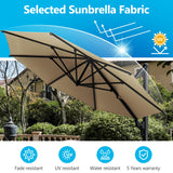 English Elm 11 Ft Cantilever Patio Umbrella, Round Outdoor Offset Umbrella With 360° Rotation & Tilt Adjustment Without Base - Khaki