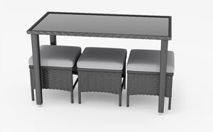 English Elm Small Patio Pe Rattan 7 Piece Outdoor Set with Tempered Glass Table and Cushioned Seating W2071P365907