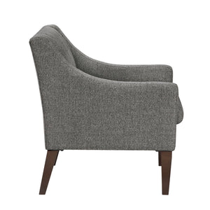 English Elm Contemporary Button-Tufted Accent Chair with Plush Fabric, Curved Arms and Solid Wood Legs for Living Dark Gray 26.5 L x 28.5 W x 22.5 H B011P281835
