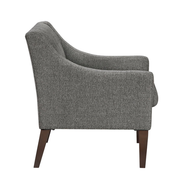 English Elm Contemporary Button-Tufted Accent Chair with Plush Fabric, Curved Arms and Solid Wood Legs for Living Dark Gray 26.5 L x 28.5 W x 22.5 H B011P281835