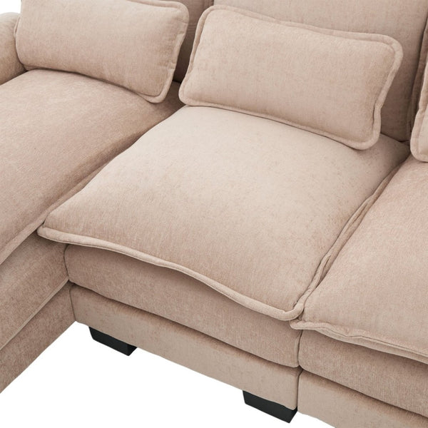 English Elm United We Win U-Shaped Chenille Sectional Couch, 4-Seat Modular Sofa With Memory Foam & Storage W1568S00219-GIGA