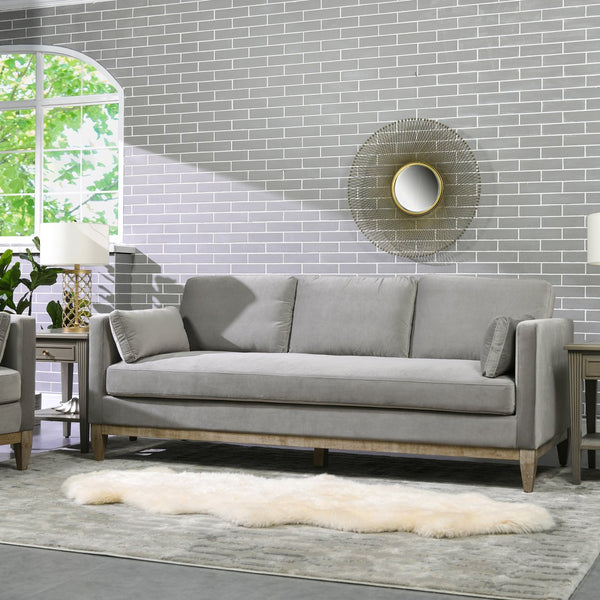 English Elm Jennifer Taylor Home - Knox 84" Modern Farmhouse Sofa In Opal Grey Velvet - Luxurious Comfort & Stylish Versatility For Your Home B2719P238331