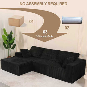 English Elm 107.5 Inch Modular Cloud Sectional Corduroy Sofa Deep Seat Reversible Chaise Sleeper W2564S00117