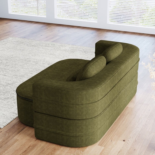 English Elm 75''2-In-1 Foldable Sofa Bed - Versatile Chenille Sleeper With Integrated Blanket For Small Spaces W834P317052