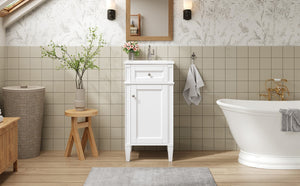 English Elm 16-inch French Style Freestanding Vanity Set with Ceramic Sink and Soft Close Cabinet White N710P405388K