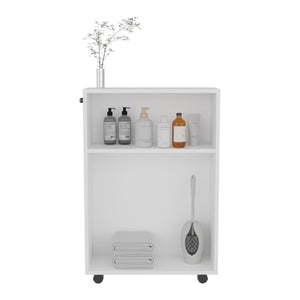 English Elm Wiley Compact Rolling Storage Cart with Casters, Slim White Open Shelves for Kitchen Bath Office B070P368067