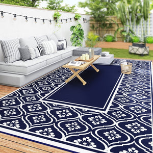 English Elm Outsunny Reversible Polypropylene Outdoor Rug Waterproof Patio Camping Mat with Carry Bag W2225P485605