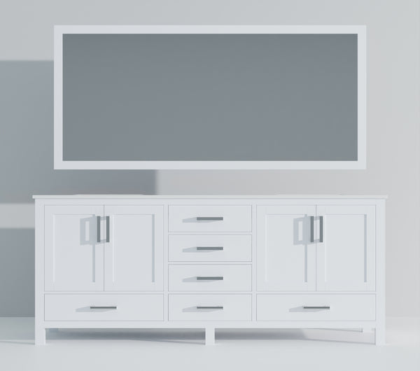 English Elm White 80in Double Bath Vanity with Cultured Marble Top, Soft-Close Drawers, Mirror Included, Durable B2731S00893