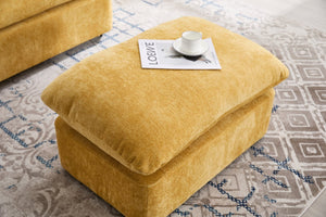 English Elm 360° 360 Swivel Oversized Chenille Armchair with Pocket Spring Seat and Three Throw Pillows Yellow W1361S00048