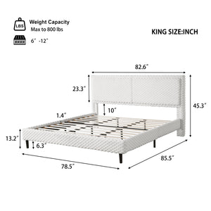 English Elm Christopher Knight Home® - Simple Plush Soft Bed with Padded Backrest and Solid Wood Frame for Cozy, Supportive Bedroom Comfort White N769K292586K