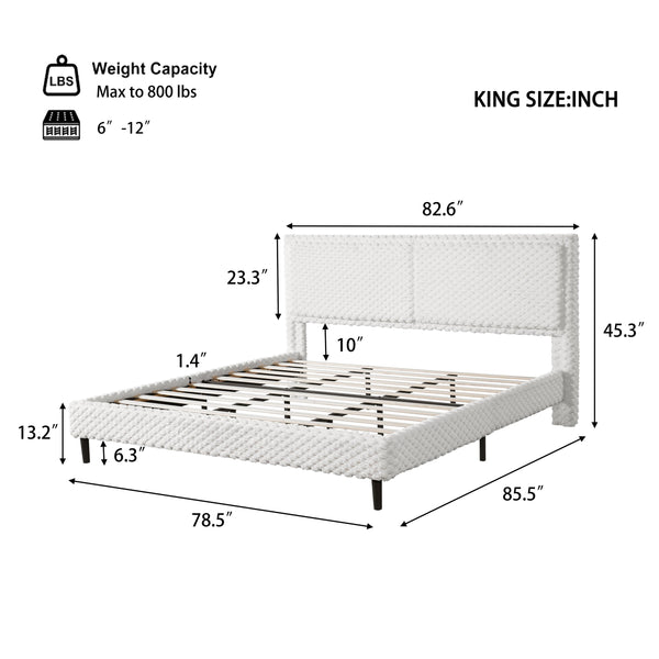 English Elm Christopher Knight Home® - Simple Plush Soft Bed with Padded Backrest and Solid Wood Frame for Cozy, Supportive Bedroom Comfort White N769K292586K