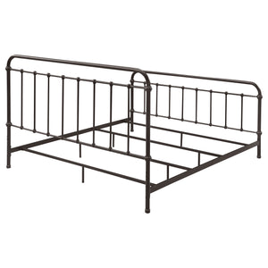 English Elm Olaleye Dark Bronze Metal Spindle Eastern King Bed Frame – Vintage Charm & Durable Design For Your Bedroom B062P353450