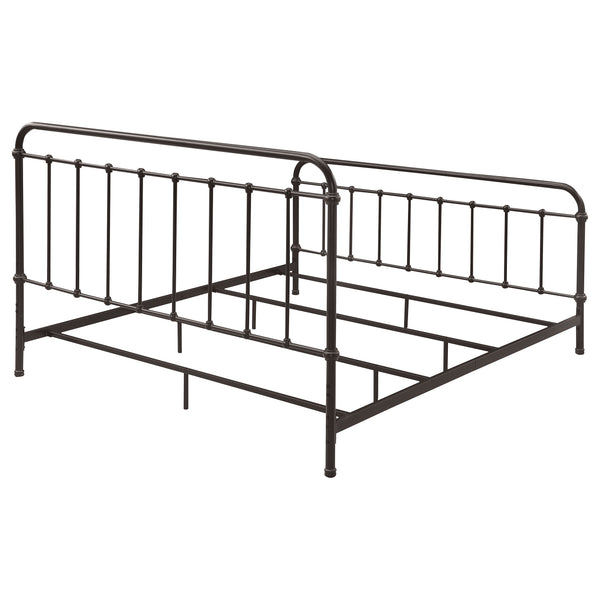 English Elm Olaleye Dark Bronze Metal Spindle Eastern King Bed Frame – Vintage Charm & Durable Design For Your Bedroom B062P353450