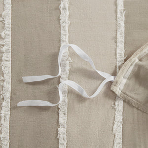 JLA Home INK+IVY - 3 Piece Striped Cotton Duvet Cover Set — Breathable 100% Cotton, OEKO-TEX, Button Closure, Cozy Boho Retreat Taupe II12-1326