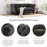 Christopher Knight Home® - Noble House - - Vivalux 59.44" Chesterfield Velvet Loveseat Sofa,2-Person Rolled Arm Dutch Plush Upholstered Sofa Couch With Tufted Button For Living Room, Bedroom, Small Places,Dark Gray