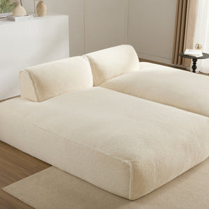 English Elm 90.0"Oversized Modular Sectional Sofa Plush Foam & Pocket Springs, Ready-to-Use 2-Piece Set for Living Room Comfort and Mobility (No Assembly) Beige N723S9701A