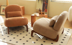 English Elm Cute Faux Leather Armless Accent Chairs Set of 2 with Solid Wood Legs Modern Seating Camel W2105S00016