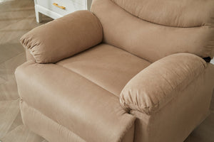 English Elm Manual Recliner Chair with Overstuffed Pillow Arms, Breathable Microfiber, Sleek Contemporary Comfort Mocha B205P327485