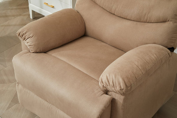 English Elm Manual Recliner Chair with Overstuffed Pillow Arms, Breathable Microfiber, Sleek Contemporary Comfort Mocha B205P327485