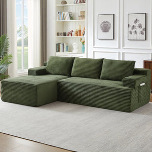 English Elm L-Shaped Cloud Sectional Sofa - Cozy Modular Sleeper Couch In Green, No Assembly, Perfect For Any Space W2339P409430
