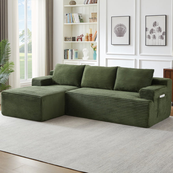 English Elm L-Shaped Cloud Sectional Sofa - Cozy Modular Sleeper Couch In Green, No Assembly, Perfect For Any Space W2339P409430