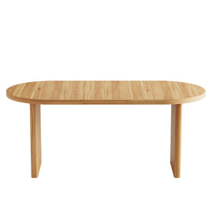 English Elm 55.11"-70.86" Extendable Dining Table with Sculpted Striped Legs Seats Six in Modern Style Natural Walnut W757P411752