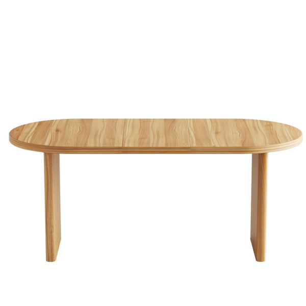 English Elm 55.11"-70.86" Extendable Dining Table with Sculpted Striped Legs Seats Six in Modern Style Natural Walnut W757P411752