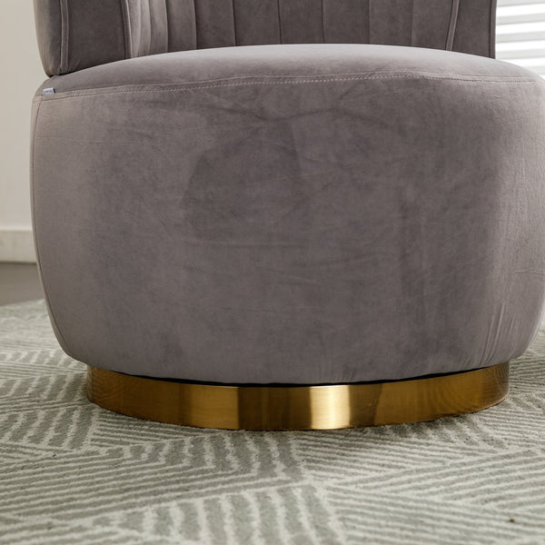 English Elm 360 Swivel Barrel Chair Velvet Accent Sofa with High-Density Foam, Sturdy Hardwood Frame, 300lb Capacity Gray W395102772