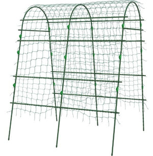 English Elm A-frame Metal Garden Arch Trellis with Climbing Net for Vertical Vine Growing Outdoors T3971P425471