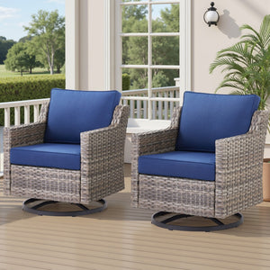 English Elm 73.2" Outdoor Handwoven Rattan 3 Seat Sofa with Olefin Cushions for Porch or Patio Blue T3773P416342