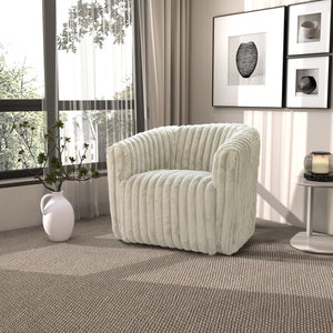 English Elm Elegant Velvet Barrel Swivel Chair Mid Century Channel Tufted Accent Seat Light Gray B183P232035