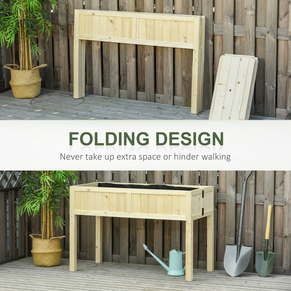 English Elm Garden Elevated Fir Wood Planter Box with Foldable Frame for Patio or Balcony T3971P388935