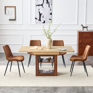 English Elm Scalable Extendable Dining Set with Wood Grain Table and Four Fabric Chairs W1151S04687
