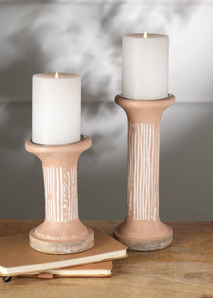 English Elm Brown Ecomix Pillar Candle Holder – Handcrafted Sustainable Decor For Elegant Home Lighting & Style B346P336889