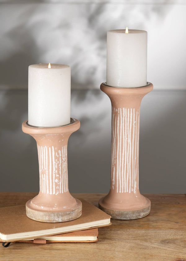 English Elm Brown Ecomix Pillar Candle Holder – Handcrafted Sustainable Decor For Elegant Home Lighting & Style B346P336889
