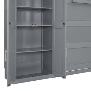 English Elm Queen Murphy Wall Bed with Integrated Wardrobe and Drawers for Studio Spaces LP000876AAE-1