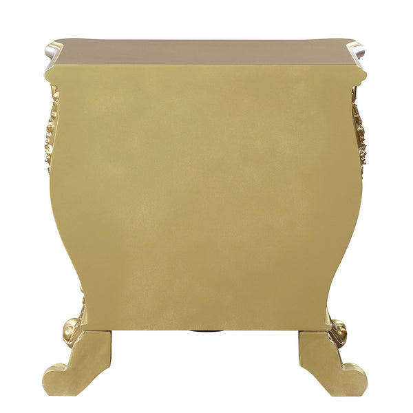 English Elm Gold 3-Drawer Nightstand with Felt-Lined Drawers, Dovetail Construction & Smooth Metal Glides, Elegant Gold Finish for Bedroom Storage and Delicate Item Protection B062P215397