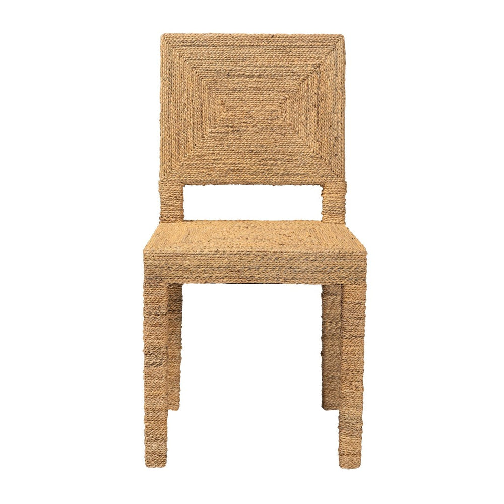 English Elm Bohemian Handwoven Kubu Rattan Mahogany Wood Dining Chair Organic Eclectic Style B2750P467724