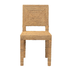 English Elm Bohemian Handwoven Kubu Rattan Mahogany Wood Dining Chair Organic Eclectic Style B2750P467724