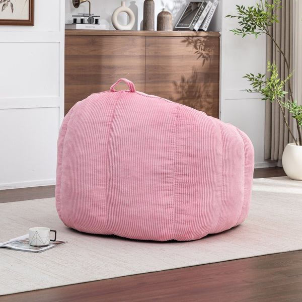 English Elm Giant Corduroy Bean Bag with Armrests Shredded Foam Lounge Chair for Living Room Pink W2200P442630