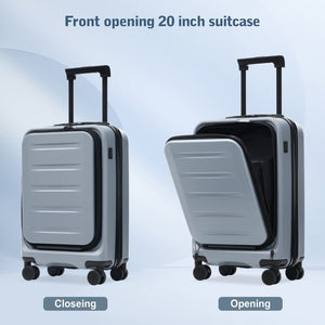 English Elm Luggage 5 Piece Hardside Abs Set with Front Access Carry on and Tsa Spinner Wheels Blue N732P391544C