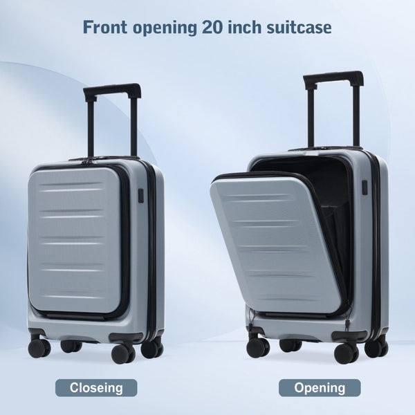 English Elm Luggage 5 Piece Hardside Abs Set with Front Access Carry on and Tsa Spinner Wheels Blue N732P391544C
