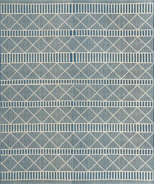 Unique Loom Outdoor Trellis Dalyan Machine Made Striped Rug Blue, Ivory 10' 0" x 12' 2"