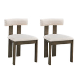 English Elm Wooden Dining Chairs Set Of 2, Modern Boucle Upholstered Kitchen Side Chairs,Mid Century Modern Kitchen Chairs With Open Back Farmhouse Wooden Side Chairs For Dining Room,Living Room,Restaurant